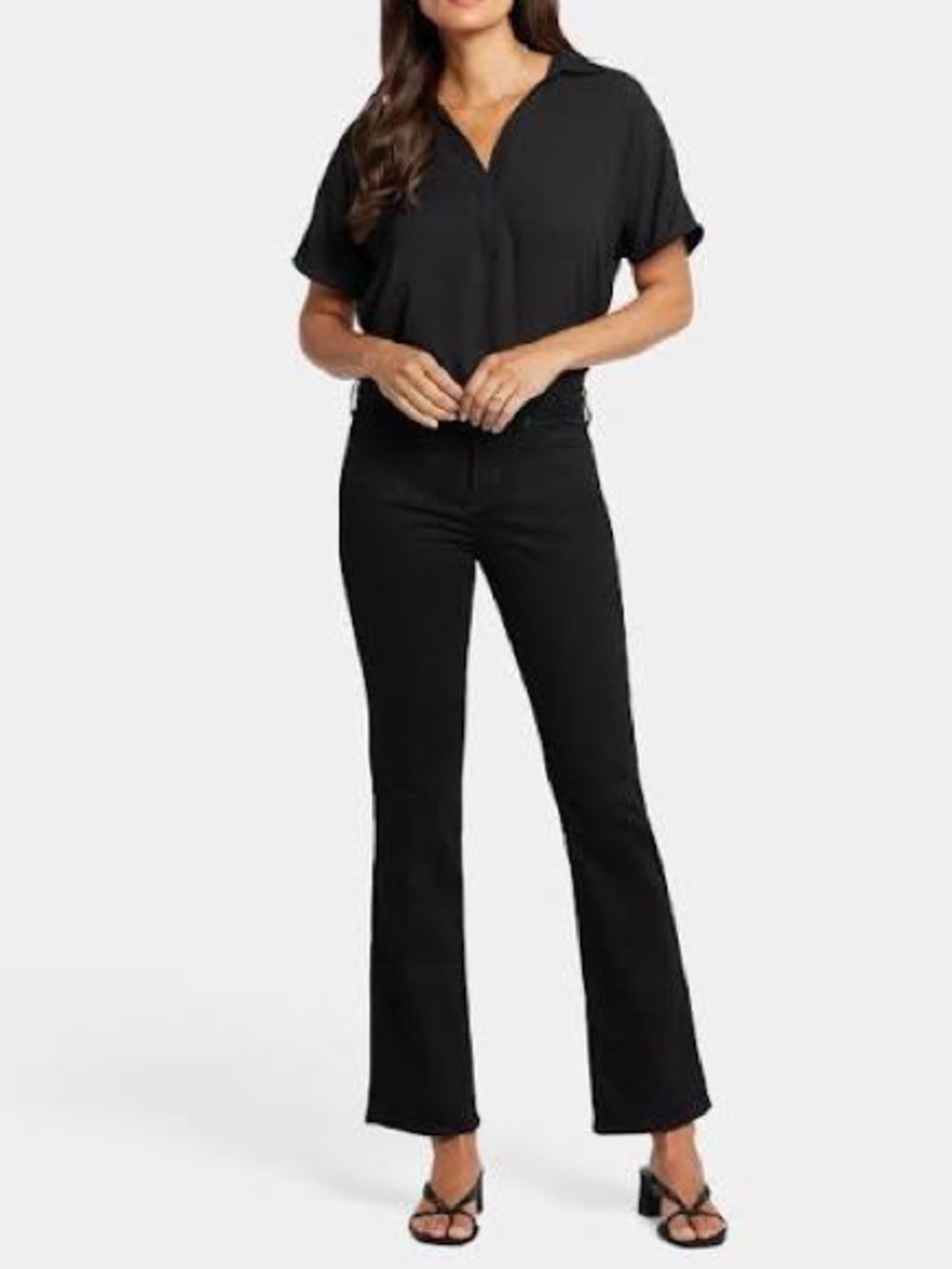 NYDJ Barbara Bootcut Jeans Size 6 Black Lift Tuck Stretch Mid Rise